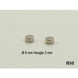 Neodymium magneet Ø 6mm, hoogte 3mm