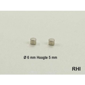 Neodymium magneet Ø 6,0 x 5,0 mm N45