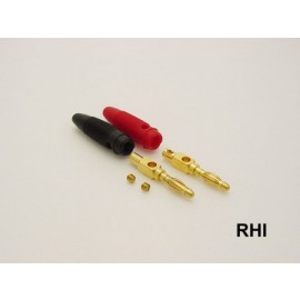 Gold-bananaconnector red & black 4mm