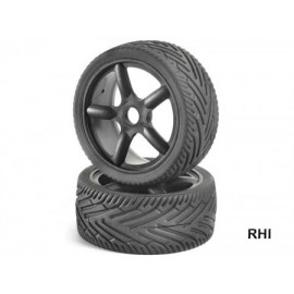 205569 1/8 On-road Tyre/rim black 2pc