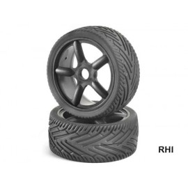 205569 1/8 On-road Tyre/rim black 2pc